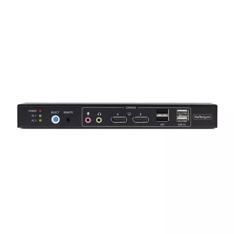 StarTech.com 2 prievadų dviejų monitorių DisplayPort KVM komutatorius su dvigubo vaizdo vaizdo matrica, 4K 60Hz, 4x USB šakotuvo prievadai, sparčiųjų klavišų perjungimas, DP 1.2 matricos KVM, TAA atitinkantis