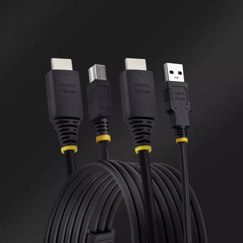 StarTech.com 10 pėdų (3 m) HDMI ir USB 5 Gbps KVM laidas, 4K 60Hz, HDMI 2.0 ir USB kombinuotas laidas KVM komutatoriams
