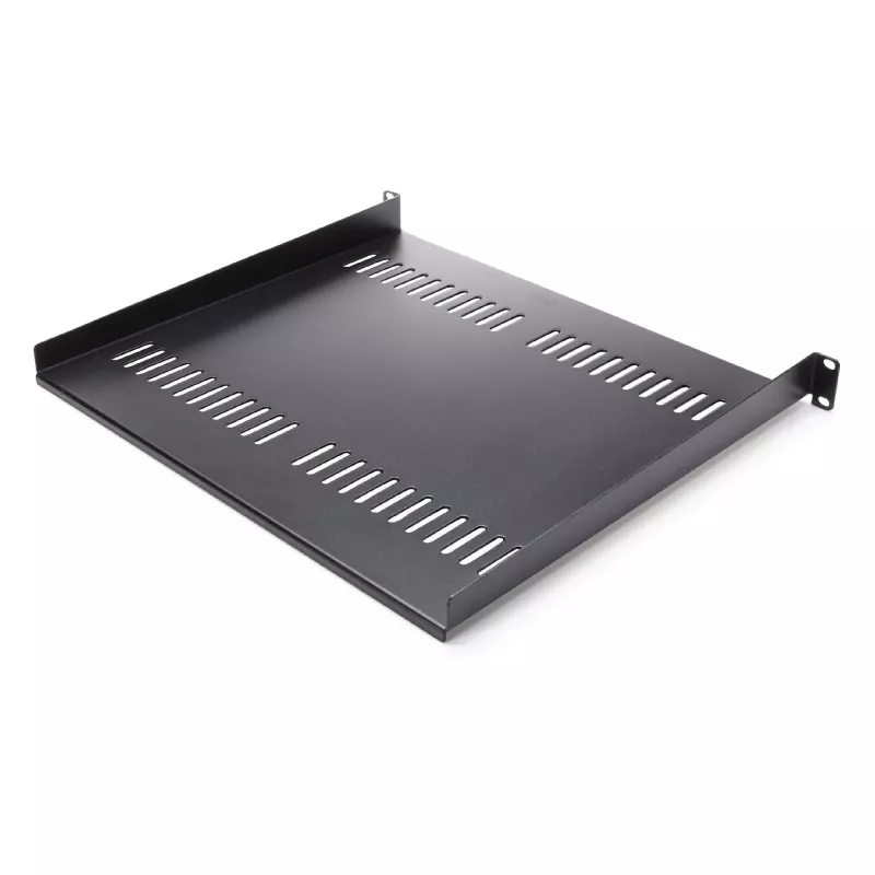 StarTech.com 1U serverio stovo lentyna – universali ventiliuojama ant stovo tvirtinama konsolinė dėkla 19 colių tinklo įrangos stovui ir spintai – tvirta plieninė – keliamoji galia 44 lb/20 kg – 16 colių gylio lentyna, juoda