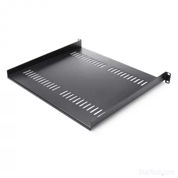 StarTech.com 1U serverio stovo lentyna – universali ventiliuojama ant stovo tvirtinama konsolinė dėkla 19 colių tinklo įrangos stovui ir spintai – tvirta plieninė – keliamoji galia 44 lb/20 kg – 16 colių gylio lentyna, juoda