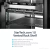 StarTech.com 1U serverio stovo lentyna – universali ventiliuojama ant stovo tvirtinama konsolinė dėkla 19 colių tinklo įrangos stovui ir spintai – tvirta plieninė – keliamoji galia 44 lb/20 kg – 16 colių gylio lentyna, juoda