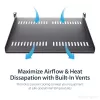 StarTech.com 1U serverio stovo lentyna – universali ventiliuojama ant stovo tvirtinama konsolinė dėkla 19 colių tinklo įrangos stovui ir spintai – tvirta plieninė – keliamoji galia 44 lb/20 kg – 16 colių gylio lentyna, juoda