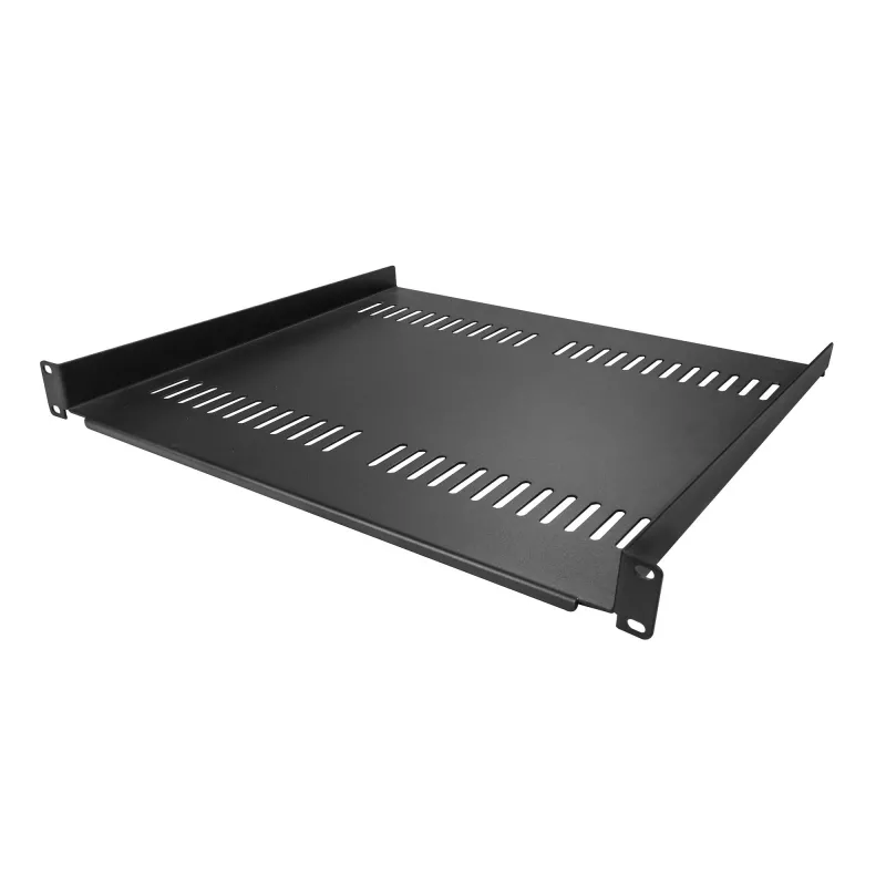 StarTech.com 1U serverio stovo lentyna – universali ventiliuojama ant stovo tvirtinama konsolinė dėkla 19 colių tinklo įrangos stovui ir spintai – tvirta plieninė – keliamoji galia 44 lb/20 kg – 16 colių gylio lentyna, juoda