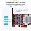StarTech.com 4 prievadų USB Type-C PCIe kortelė, USB 3.2 10 Gbps, USB-C PCI Express išplėtimo kortelė, 4 nepriklausomi USB valdikliai, Windows/Linux/macOS, TAA atitinkanti