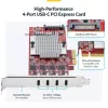 StarTech.com 4 prievadų USB Type-C PCIe kortelė, USB 3.2 10 Gbps, USB-C PCI Express išplėtimo kortelė, 4 nepriklausomi USB valdikliai, Windows/Linux/macOS, TAA atitinkanti