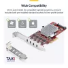 StarTech.com 4 prievadų USB Type-C PCIe kortelė, USB 3.2 10 Gbps, USB-C PCI Express išplėtimo kortelė, 4 nepriklausomi USB valdikliai, Windows/Linux/macOS, TAA atitinkanti
