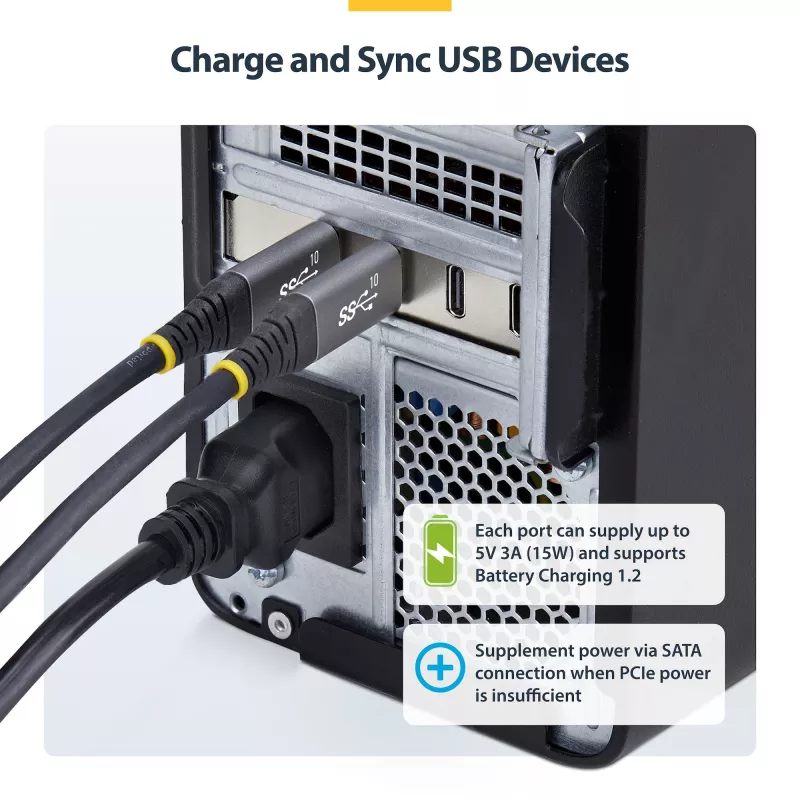 StarTech.com 4 prievadų USB Type-C PCIe kortelė, USB 3.2 10 Gbps, USB-C PCI Express išplėtimo kortelė, 4 nepriklausomi USB valdikliai, Windows/Linux/macOS, TAA atitinkanti