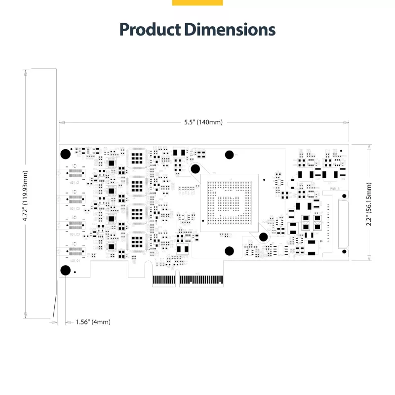 StarTech.com 4 prievadų USB Type-C PCIe kortelė, USB 3.2 10 Gbps, USB-C PCI Express išplėtimo kortelė, 4 nepriklausomi USB valdikliai, Windows/Linux/macOS, TAA atitinkanti