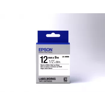 Epson etikečių kasetė standartinė LK-4WBN juoda/balta 12mm (9m)