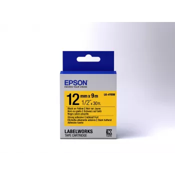 Epson etikečių kasetė su tvirtu lipniu sluoksniu LK-4YBW juoda/geltona 12 mm (9 m)