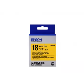 Epson etikečių kasetė, stiprus lipnumas LK-5YBW, juoda/geltona, 18 mm (9 m)