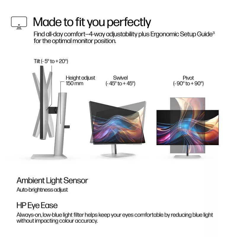 HP Series 7 Pro 27 colių QHD monitorius - 727pq, 68,6 cm (27 colių), 2560 x 1440 pikselių, Quad HD, LCD, 5 ms, juodas