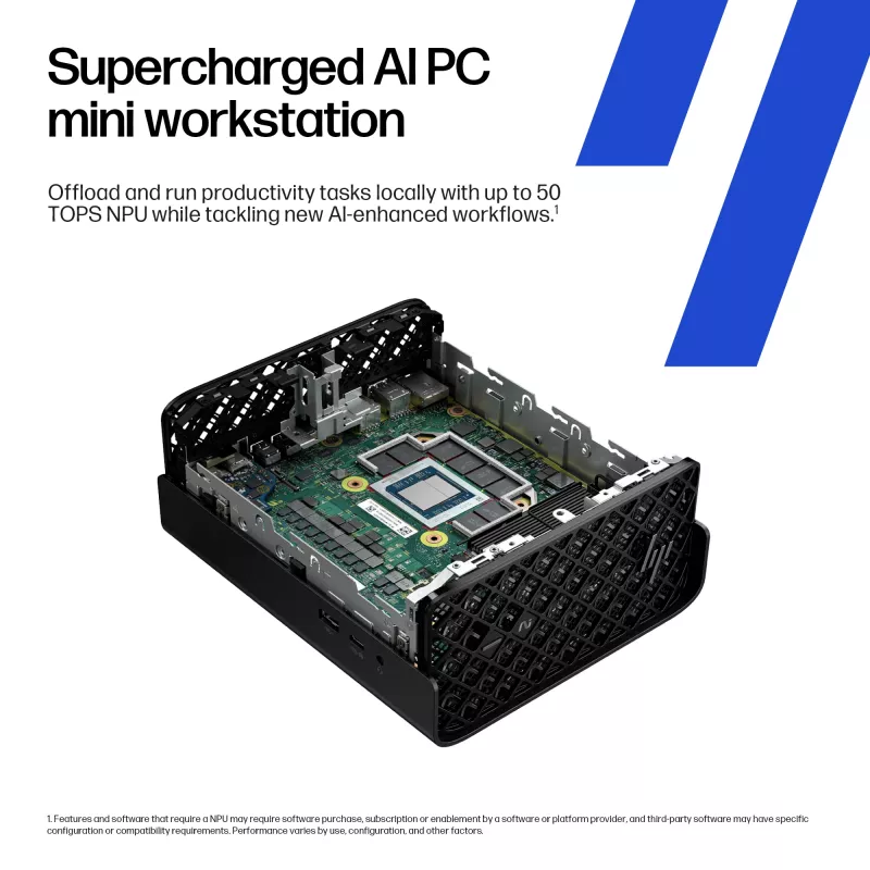 HP Z2 G1a Copilot+ PC AMD Ryzen AI Max PRO 390 32 GB LPDDR5x-SDRAM 1 TB SSD Windows 11 Pro Mini PC Workstation AI Workstation, AI PC Juoda