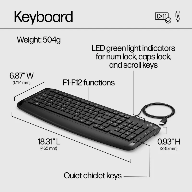 HP Pavilion klaviatūra ir pelė 200