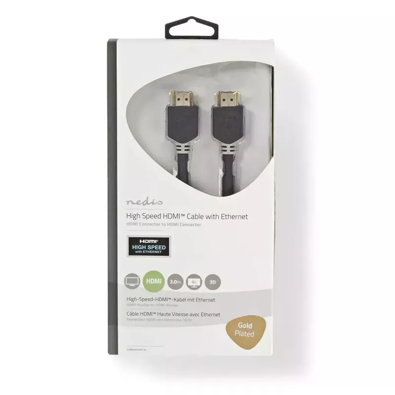 HDMI laidas Nedis CVBW34000AT30 3 m HDMI A tipo Kištukas Antracito