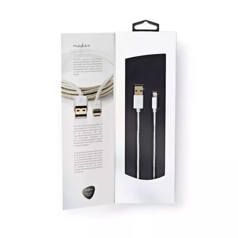 Mobiliojo telefono laidas Nedis CCTB39300AL10 Aliuminis 1 m USB A Lightning