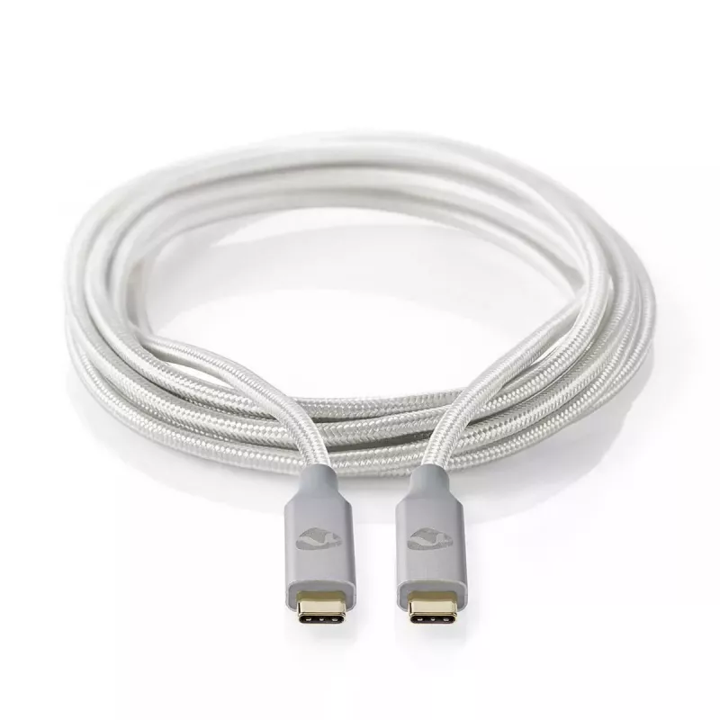 USB kabelis Nedis CCTB64020AL20 USB4 Gen 2x2 2 m USB C sidabrinis