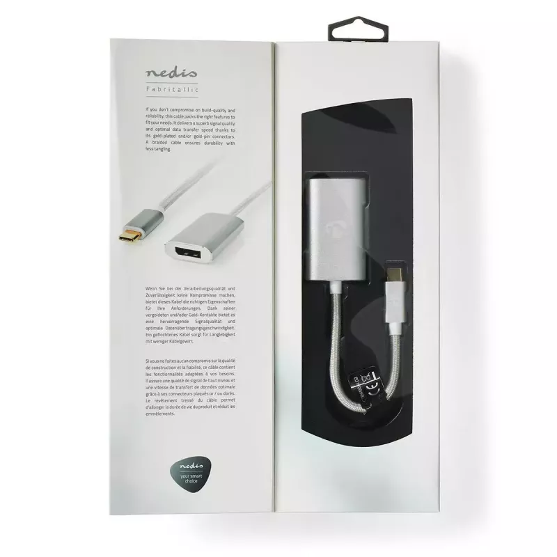 Vaizdo kabelio adapteris Nedis CCTB64480AL02 0,2 m USB tipo C – DisplayPort sidabrinis