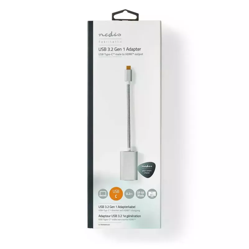 USB grafikos adapteris „Nedis“ CCTB64680AL02 USB 3.2 Type-C, sidabrinis