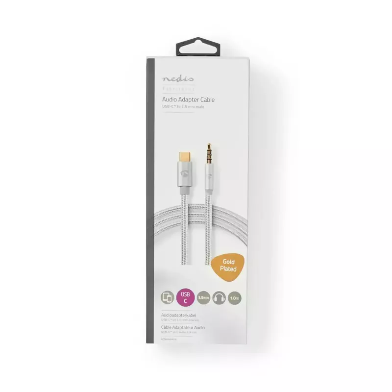Garso kabelis Nedis CCTB65940AL10 1 m USB-C į 3,5 mm aliuminio
