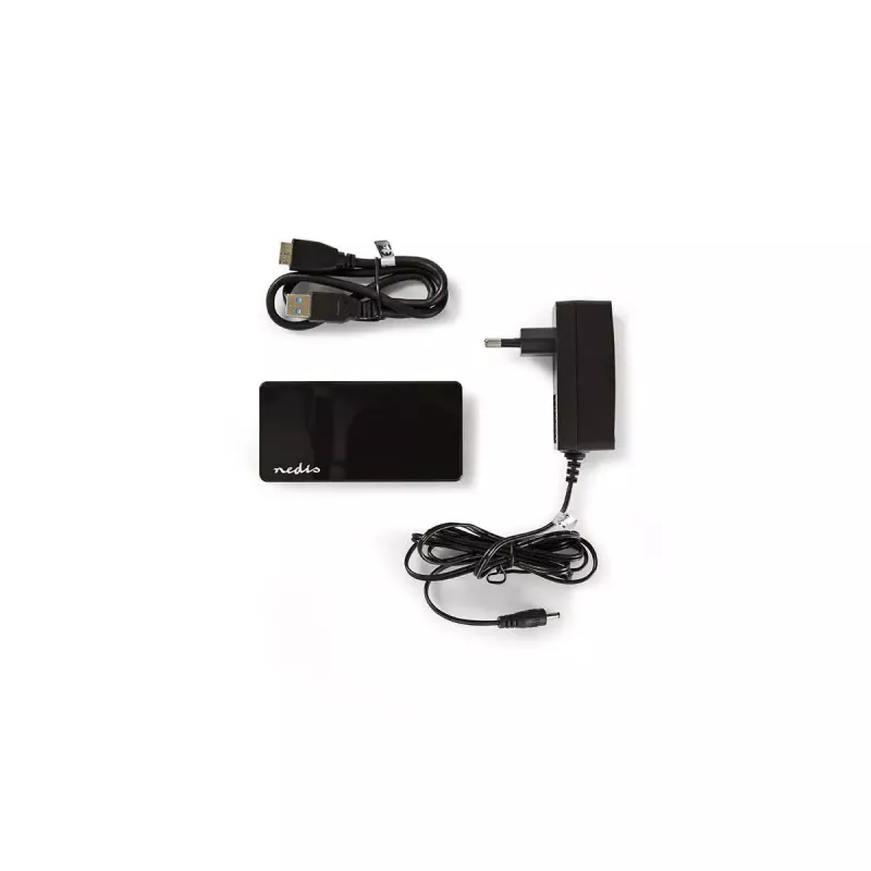 USB šakotuvas Nedis UHUBU3420BK USB 3.2 Gen 1 Micro-B juodas