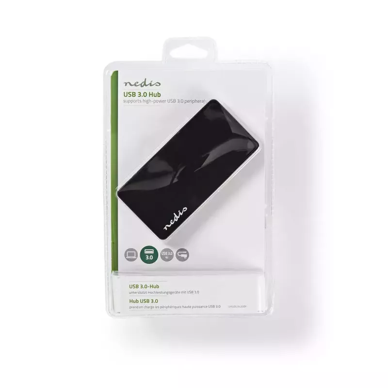 USB šakotuvas Nedis UHUBU3420BK USB 3.2 Gen 1 Micro-B juodas