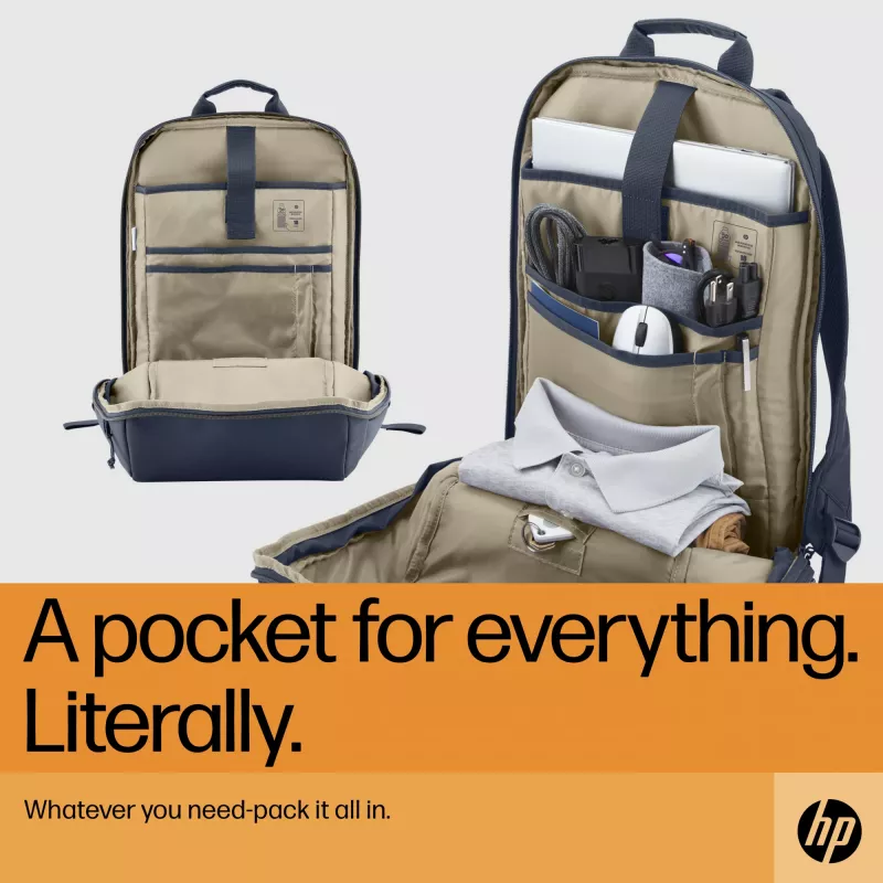 HP Travel 18 litrų 15.6 Mėlynos nakties nešiojamojo kompiuterio kuprinė, Kuprinė, 510 g