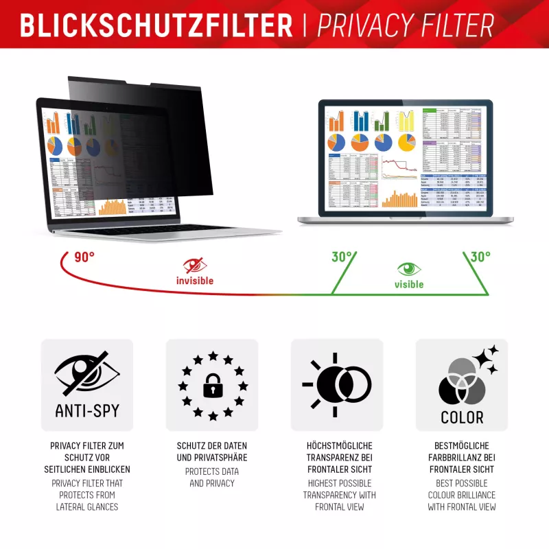 “Displex PRIVACY SAFE” magnetinis dvipusis privatumo filtras nešiojamam / skreitiniam kompiuteriui 14 inch (16:9)