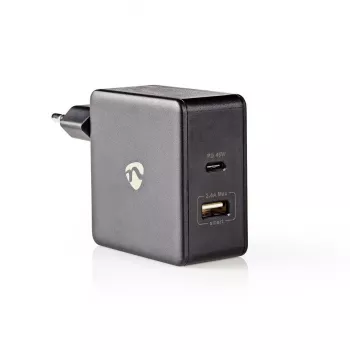 Mobiliojo įrenginio įkroviklis Nedis WCPD45W100BK Universalus Juodas USB Patalpose