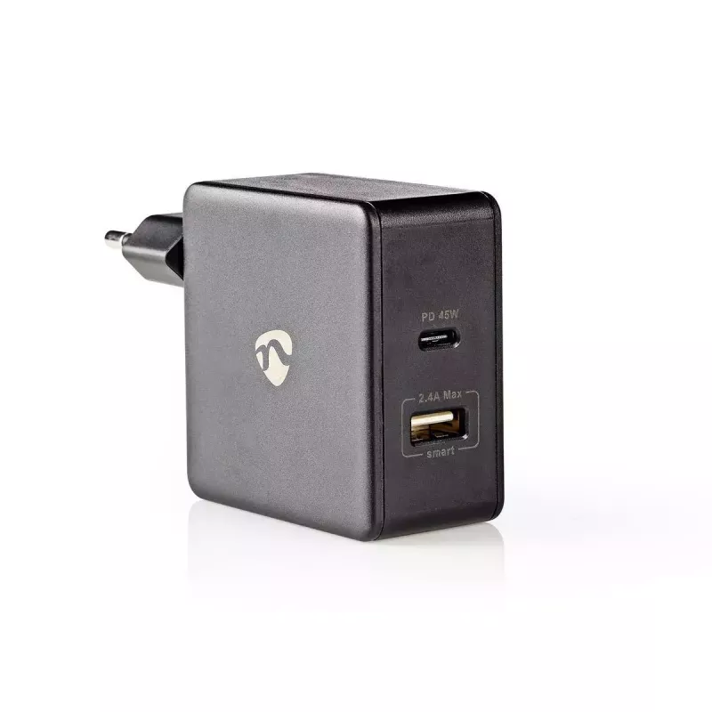 Mobiliojo įrenginio įkroviklis Nedis WCPD45W100BK Universalus Juodas USB Patalpose