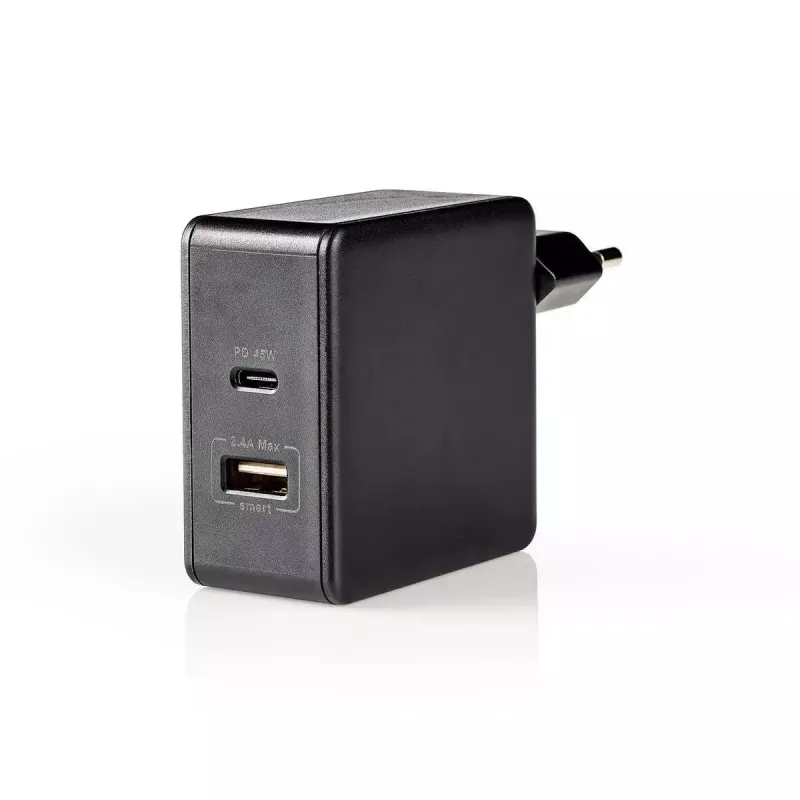 Mobiliojo įrenginio įkroviklis Nedis WCPD45W100BK Universalus Juodas USB Patalpose