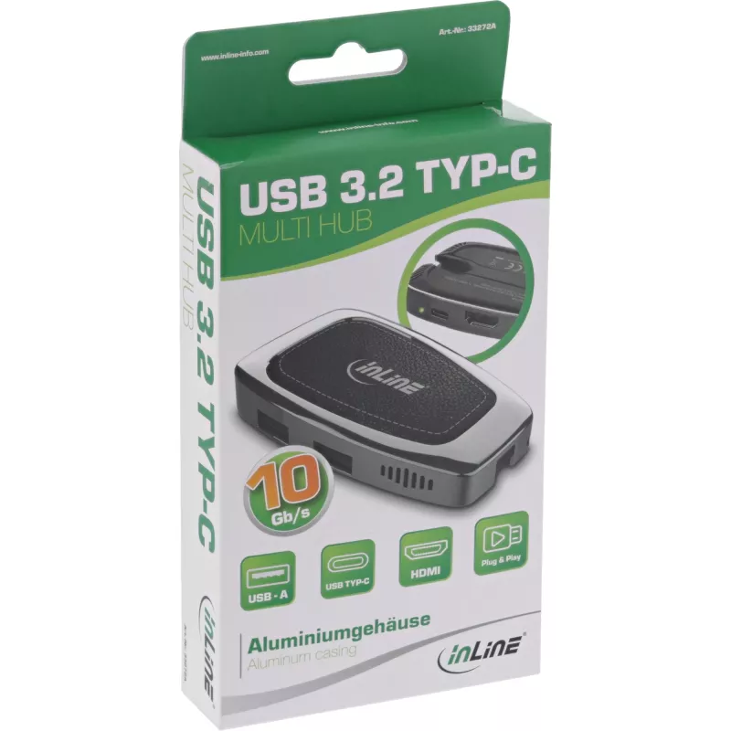 USB šakotuvas InLine USB 3.2 Gen. 2 „Multi Hub“ (2xUSB-A + 1xHDMI + 1xUSB-C)