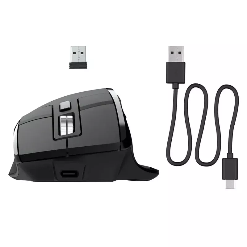 „JLab Audio Epic Office“ belaidė pelė dešiniarankiams — „Bluetooth“ + USB tipo A, optinė 2400 DPI, 9 mygtukai, ratukas, juoda