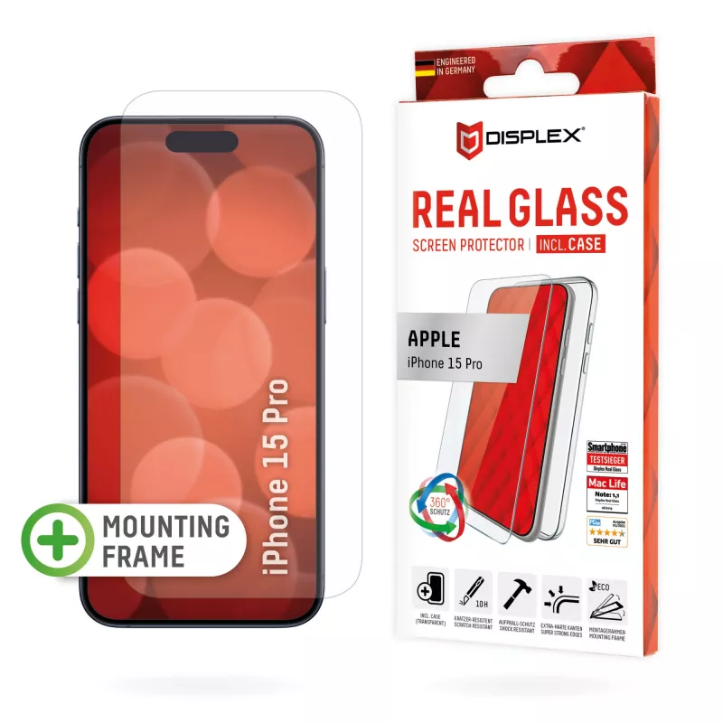 Displex ekrano apsauga + dėklas, skirtas Apple iPhone 15 Pro, Eco montavimo rėmelis, atsparus įbrėžimams