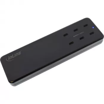 InLine daugiaportis maitinimo šaltinis, įkroviklis, 6x USB-C, PD 3.0, GaN, juodas