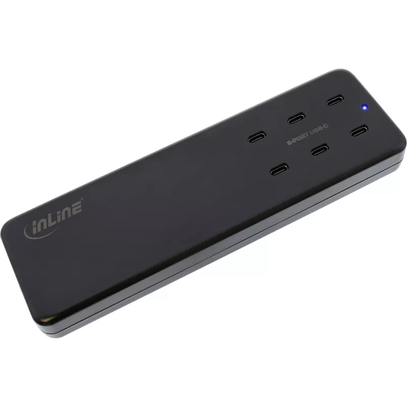 InLine daugiaportis maitinimo šaltinis, įkroviklis, 6x USB-C, PD 3.0, GaN, juodas