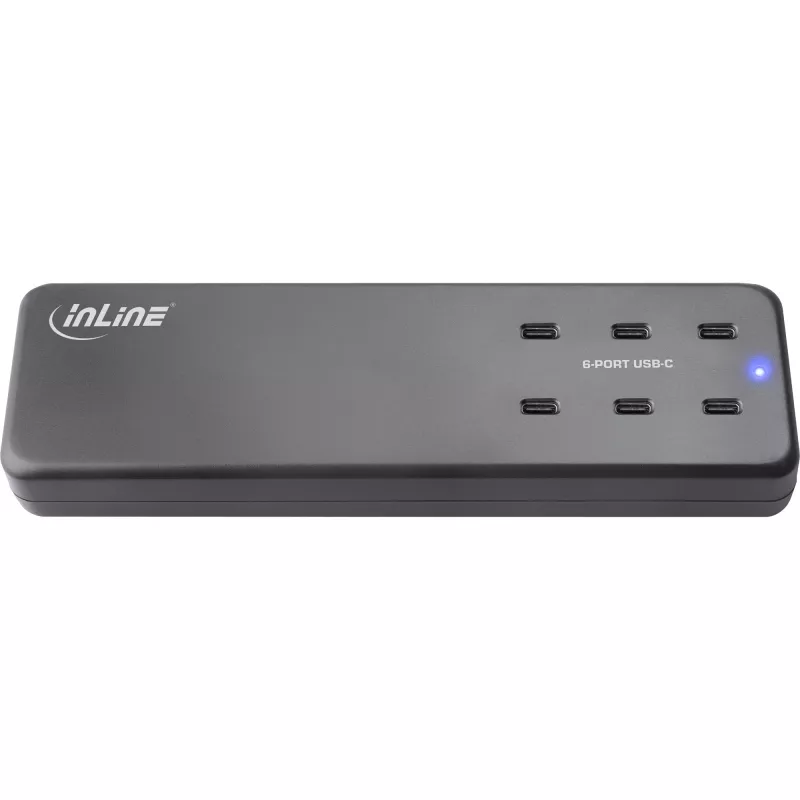 InLine daugiaportis maitinimo šaltinis, įkroviklis, 6x USB-C, PD 3.0, GaN, juodas