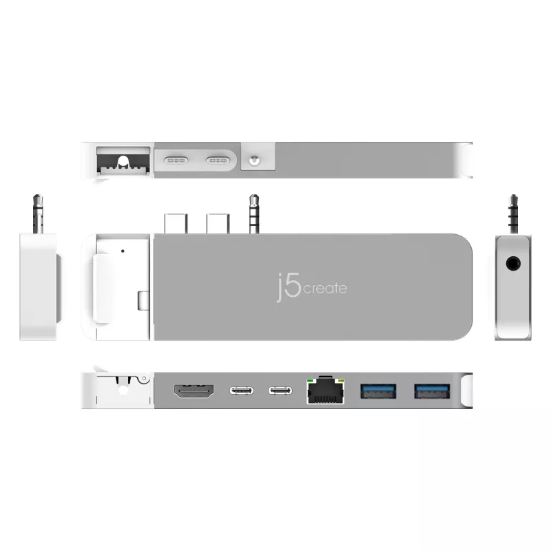 USB šakotuvas j5create JCD395 4K60 Elite Pro laidinis USB4 su MagSafe rinkiniu