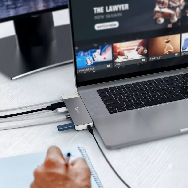 USB šakotuvas j5create JCD395 4K60 Elite Pro laidinis USB4 su MagSafe rinkiniu