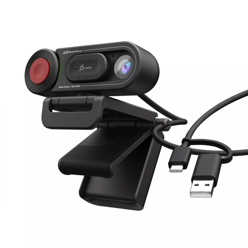 j5create JVU250 HD internetinė kamera su automatiniu ir rankiniu fokusavimo perjungikliu