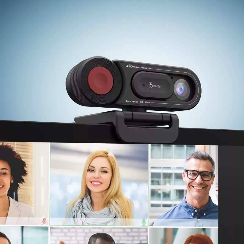 j5create JVU250 HD internetinė kamera su automatiniu ir rankiniu fokusavimo perjungikliu
