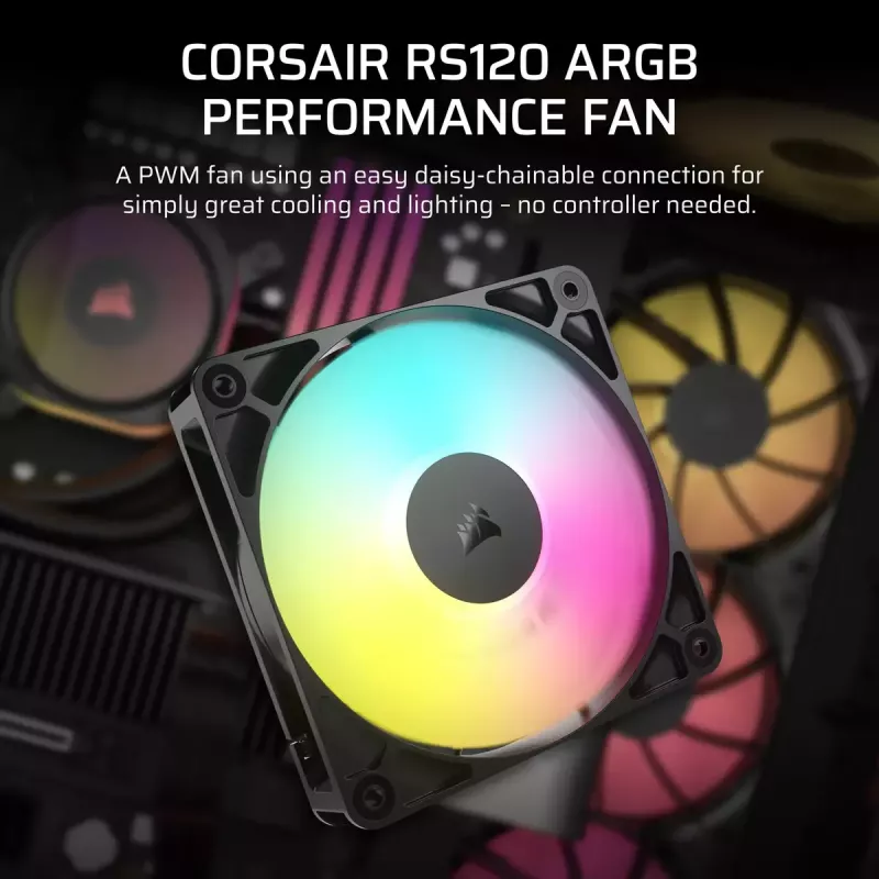 Corsair RS120 ARGB ventiliatorius kompiuterio korpusui 12 cm Juodas
