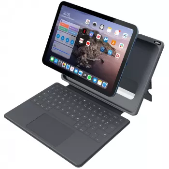 ASTAR DEQSTER Smart Rugged Touch Plus klaviatūra iPad 10.9 col. — QWERTZ vokiečių k., mechaniniai mygtukai, Smart Connector jungtis, pilka