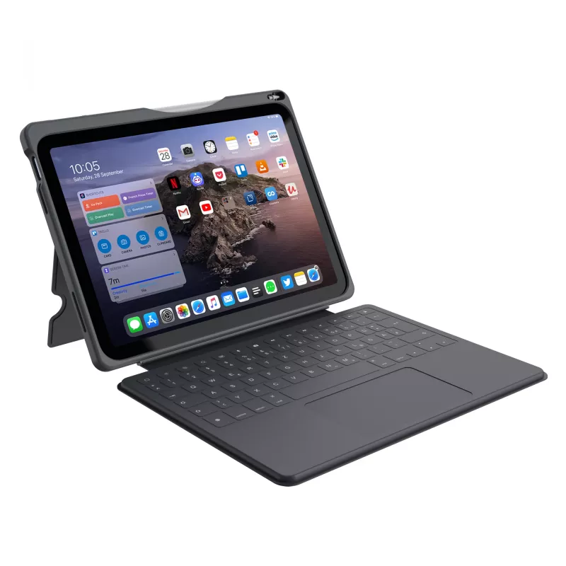 ASTAR DEQSTER Smart Rugged Touch Plus klaviatūra iPad 10.9 col. — QWERTZ vokiečių k., mechaniniai mygtukai, Smart Connector jungtis, pilka