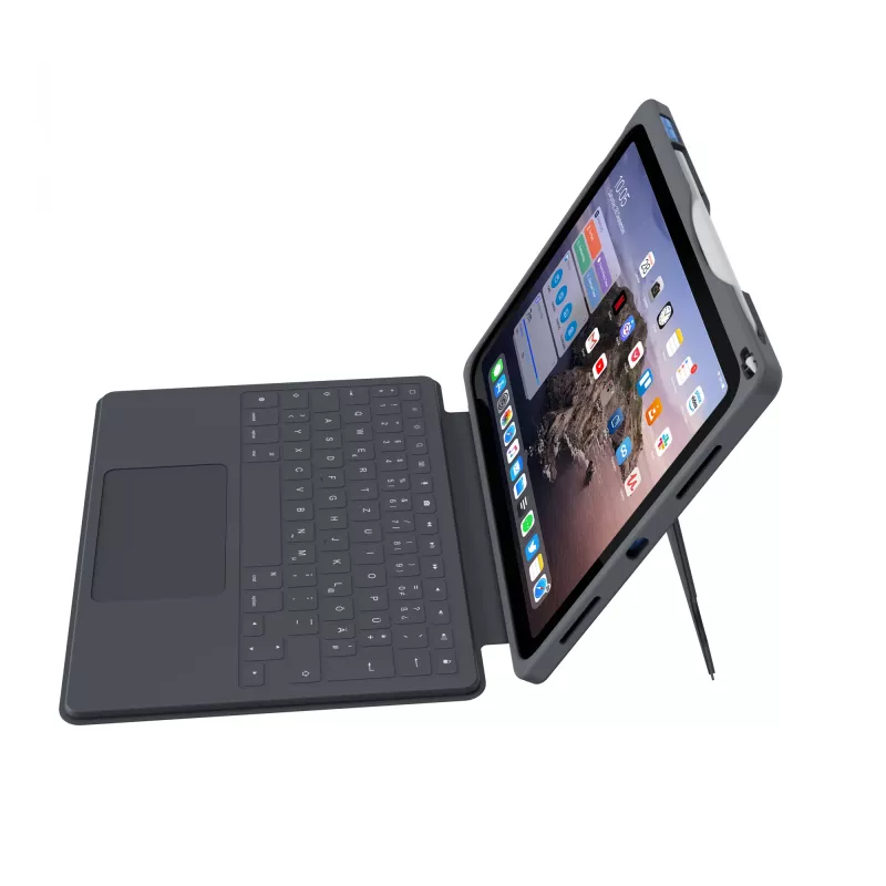 ASTAR DEQSTER Smart Rugged Touch Plus klaviatūra iPad 10.9 col. — QWERTZ vokiečių k., mechaniniai mygtukai, Smart Connector jungtis, pilka
