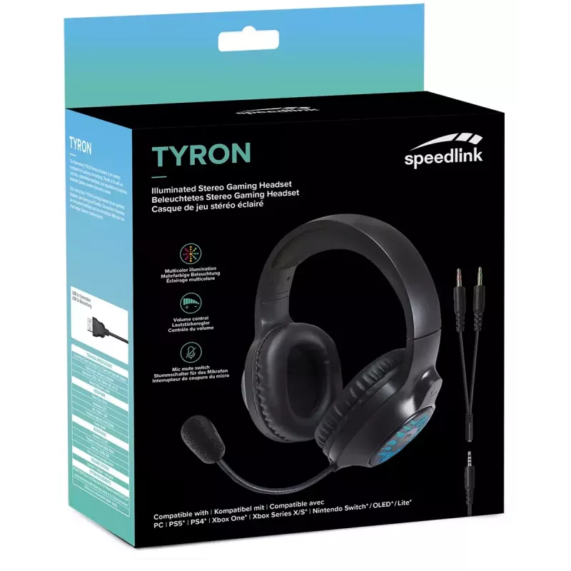 Ausinės SPEEDLINK TYRON laidinės žaidimams, juodos