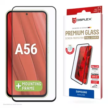 Displex Premium ekrano apsauga (visas dangtelis, 10H), skirta Samsung Galaxy A56, Eco montavimo rėmelis, visas dangtelis