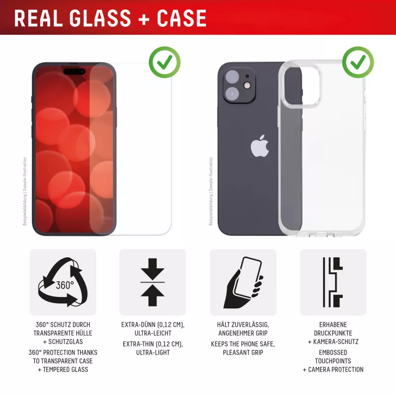 Displex ekrano apsauginis stiklas + dėklas, skirtas Apple iPhone 16e/17e, Eco montavimo rėmelis, atsparus įbrėžimams