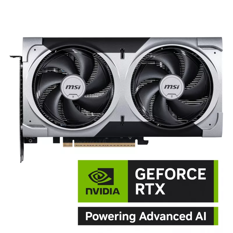 Grafikos plokštė MSI GeForce RTX 5060 Ti 16 GB GDDR7, PCIe 5.0, 128 bitų, 2602 MHz spartinimas, 180 W, 2 ventiliatoriai