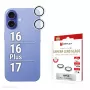 „Displex Premium“ kameros objektyvo apsauginis stiklas, „iPhone 16/16 Plus/17“ stiklas, 10H, pavieniai žiedai, DLC, skaidrus, greitas montavimas